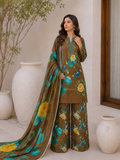 Floral 3PC Lawn Suit with Voile Dupatta